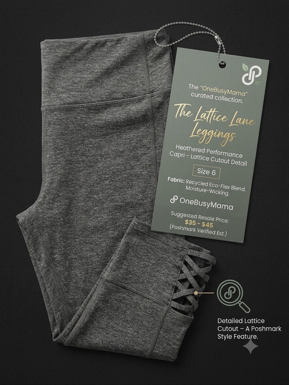 ✨️​ATHLETA Hunter Green Lattice Cutout Crop Capri Leggings - Size Small✨️
